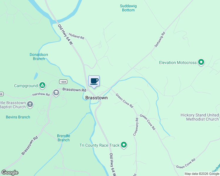 map of restaurants, bars, coffee shops, grocery stores, and more near 45 Green Cove Road in Brasstown