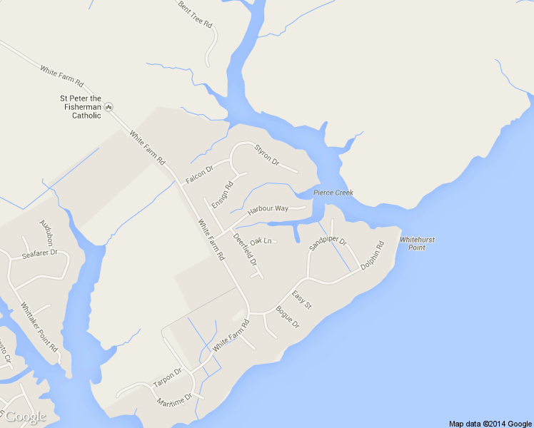 map of restaurants, bars, coffee shops, grocery stores, and more near 6006 Harbour Way in Oriental
