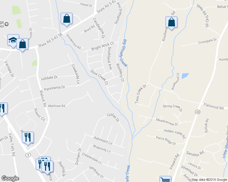 map of restaurants, bars, coffee shops, grocery stores, and more near 517 Lois Way in Boiling Springs