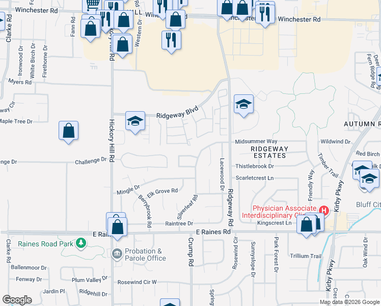 map of restaurants, bars, coffee shops, grocery stores, and more near 6079 Gascony Drive in Memphis