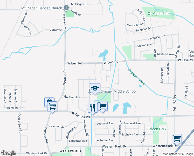 map of restaurants, bars, coffee shops, grocery stores, and more near 3980 Oakshire Cove in Memphis