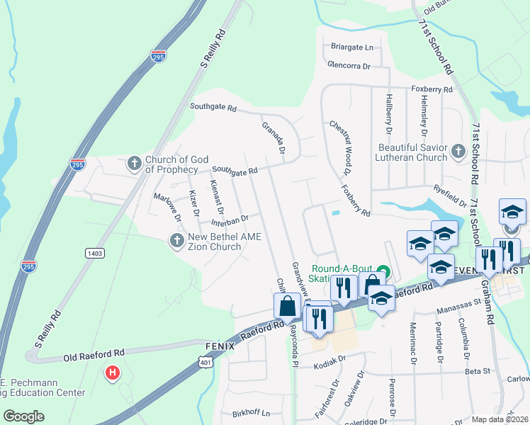 map of restaurants, bars, coffee shops, grocery stores, and more near 1235 Chilton Drive in Fayetteville