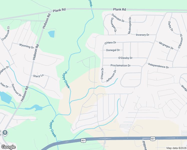 map of restaurants, bars, coffee shops, grocery stores, and more near 2500 O'Hara Drive in Raeford