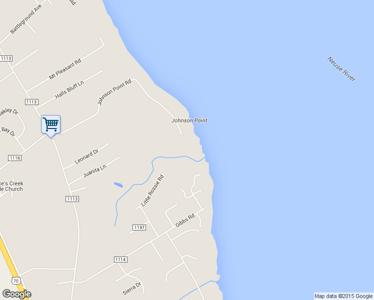 map of restaurants, bars, coffee shops, grocery stores, and more near 101 Johnson Point Rd in New Bern