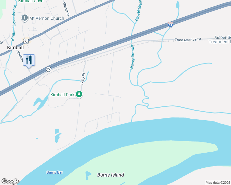 map of restaurants, bars, coffee shops, grocery stores, and more near 1023 Water Front Place in Kimball