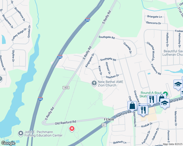 map of restaurants, bars, coffee shops, grocery stores, and more near 6845 Marlowe Drive in Fayetteville