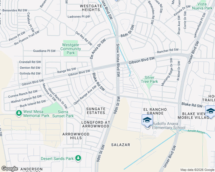 map of restaurants, bars, coffee shops, grocery stores, and more near 2316 Del Timbre Ln Sw in Albuquerque