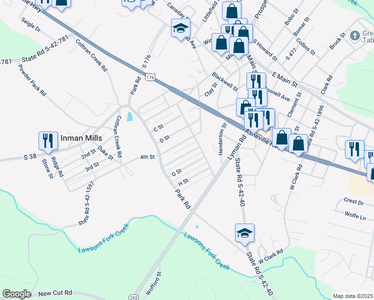 map of restaurants, bars, coffee shops, grocery stores, and more near 15 G Street in Inman