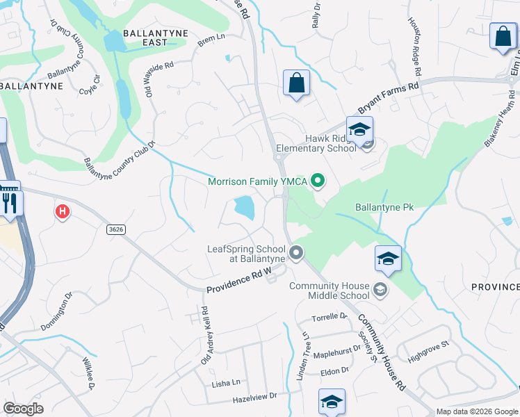 map of restaurants, bars, coffee shops, grocery stores, and more near in Charlotte