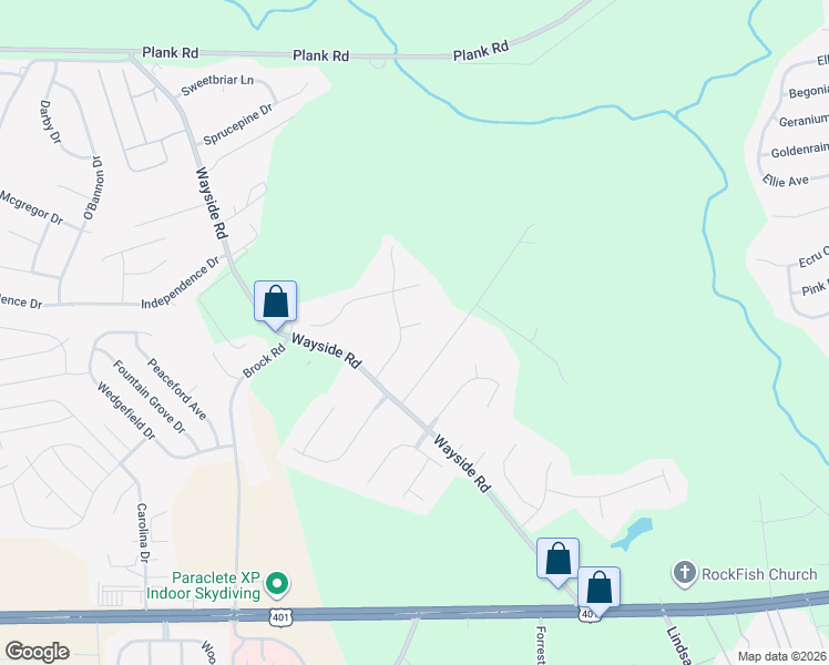 map of restaurants, bars, coffee shops, grocery stores, and more near 110 Timberidge Drive in Raeford