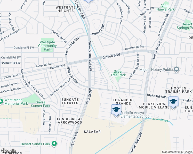 map of restaurants, bars, coffee shops, grocery stores, and more near 2300 Diamond Mesa Trail Southwest in Albuquerque