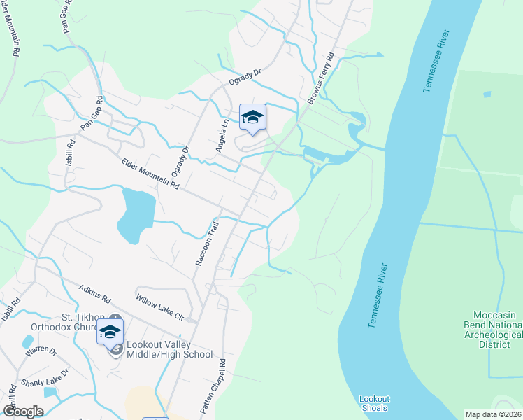 map of restaurants, bars, coffee shops, grocery stores, and more near 614 Browns Ferry Road in Chattanooga