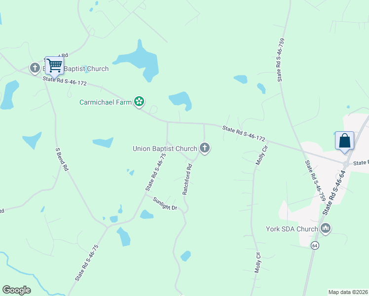 map of restaurants, bars, coffee shops, grocery stores, and more near 1983 Ratchford Road in York