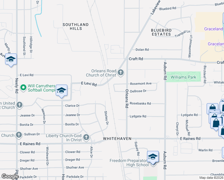 map of restaurants, bars, coffee shops, grocery stores, and more near 653 Rosemont Avenue in Memphis