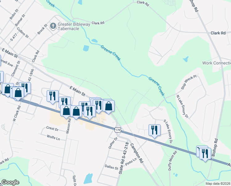 map of restaurants, bars, coffee shops, grocery stores, and more near 1296 Dockyard lane in Inman