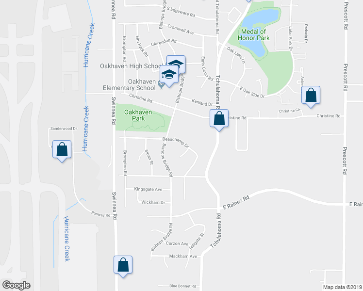map of restaurants, bars, coffee shops, grocery stores, and more near 3158 Beauchamp Drive in Memphis