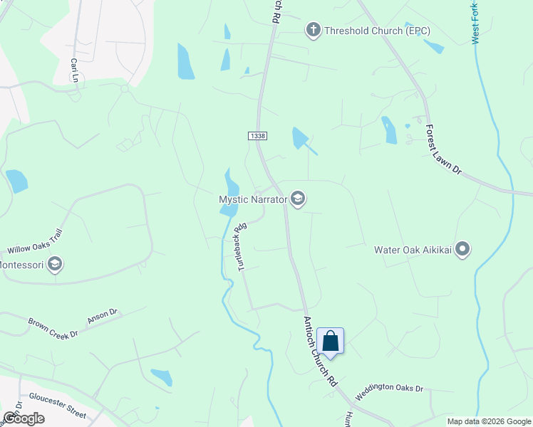map of restaurants, bars, coffee shops, grocery stores, and more near 334 Turtleback Ridge in Weddington