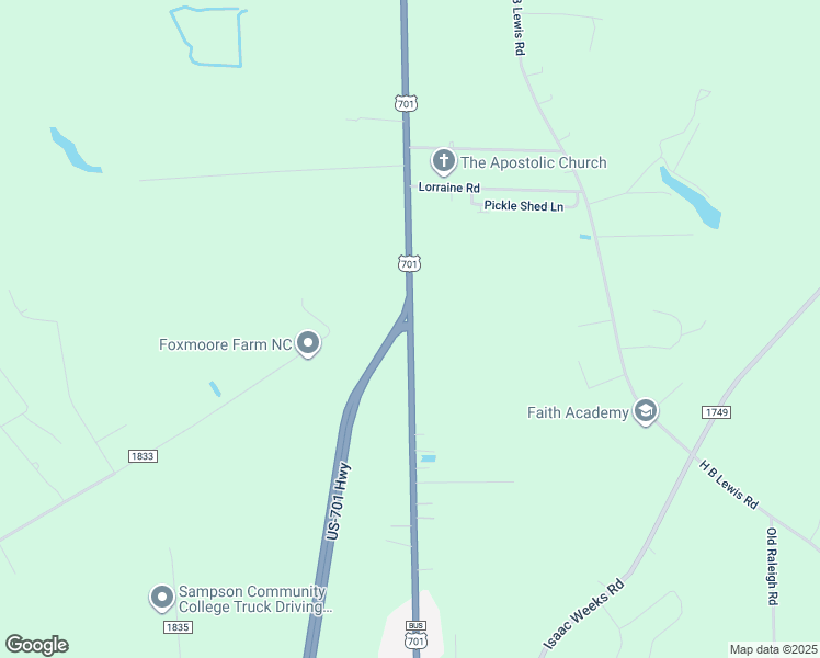 map of restaurants, bars, coffee shops, grocery stores, and more near 2487 Hobbton Hwy in Clinton