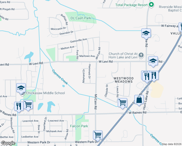 map of restaurants, bars, coffee shops, grocery stores, and more near 3924 Hammett Drive in Memphis