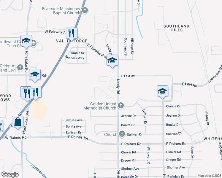 map of restaurants, bars, coffee shops, grocery stores, and more near 157 Wesley Forest Drive in Memphis