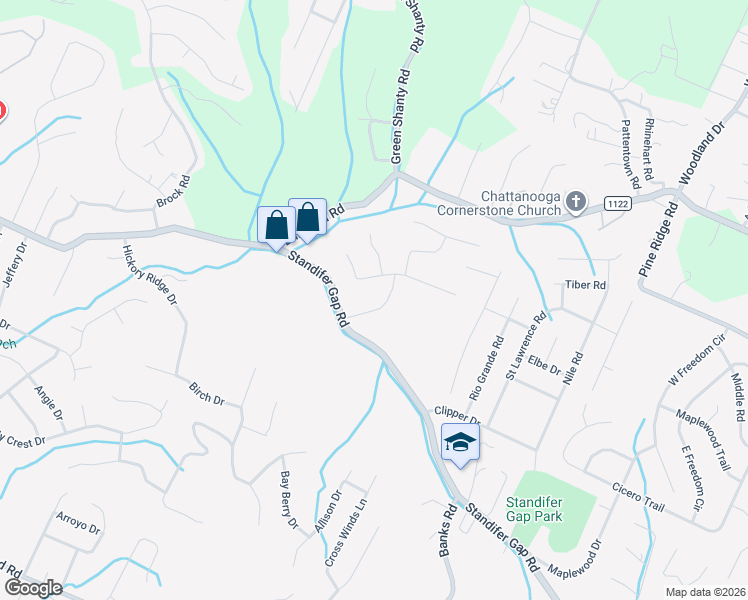 map of restaurants, bars, coffee shops, grocery stores, and more near 2713 Autumn Chase Drive in Chattanooga