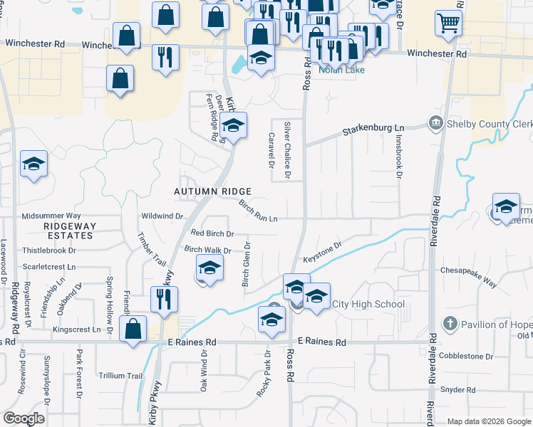 map of restaurants, bars, coffee shops, grocery stores, and more near 6661 Bent Birch Cove in Memphis