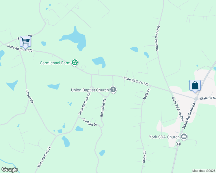 map of restaurants, bars, coffee shops, grocery stores, and more near 1983 Ratchford Road in York