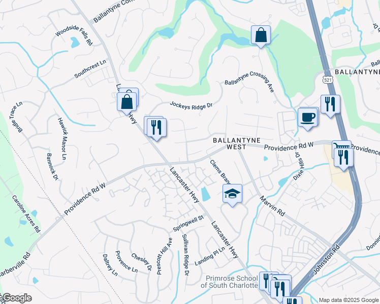map of restaurants, bars, coffee shops, grocery stores, and more near 11842 Golspie Ct in Charlotte