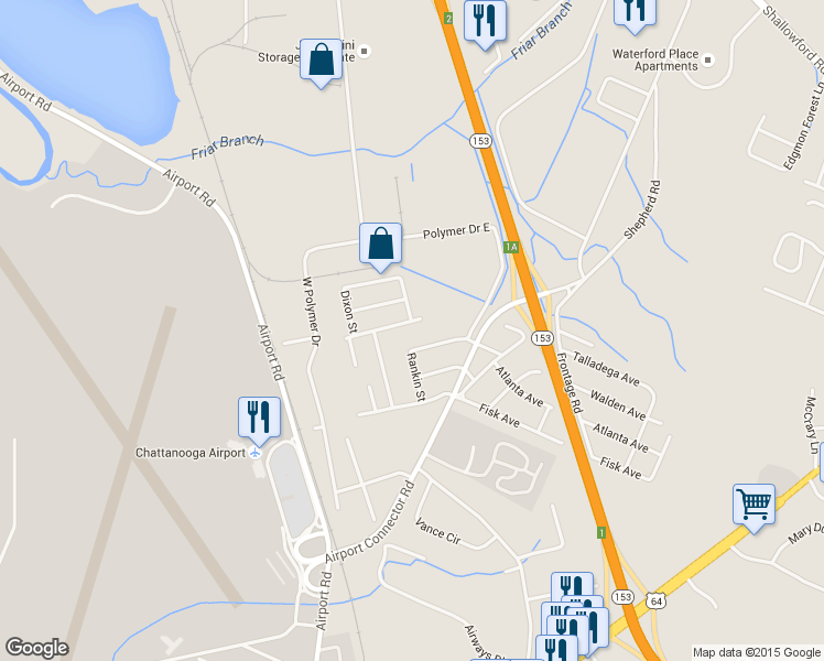 map of restaurants, bars, coffee shops, grocery stores, and more near 5818 Talladega Dr in Chattanooga