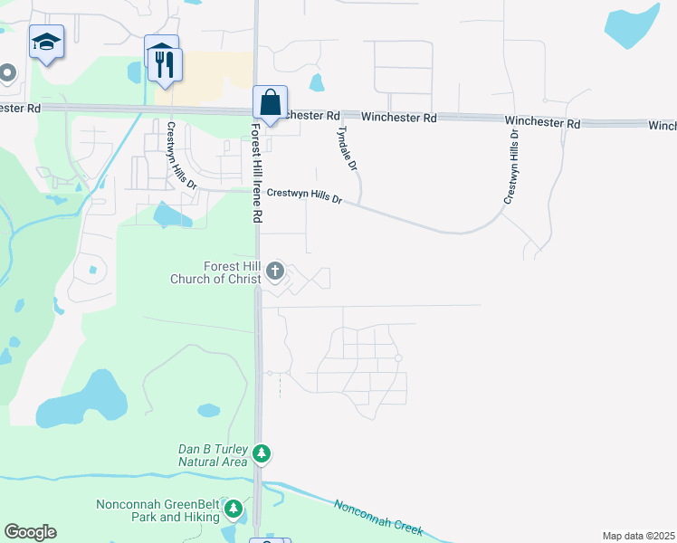map of restaurants, bars, coffee shops, grocery stores, and more near 3918 Yokefellow Circle in Memphis