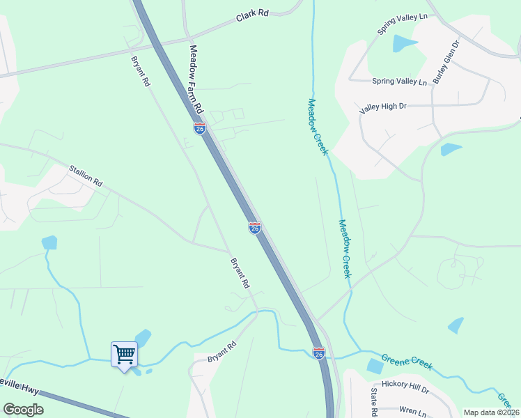 map of restaurants, bars, coffee shops, grocery stores, and more near 1011 Meadow Farm Road in Inman