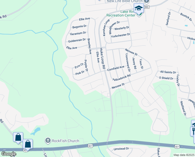 map of restaurants, bars, coffee shops, grocery stores, and more near 5912 Crown Ridge Court in Fayetteville