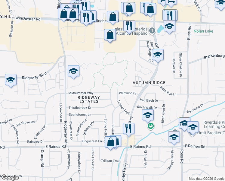 map of restaurants, bars, coffee shops, grocery stores, and more near 3918 Wandering Way in Memphis