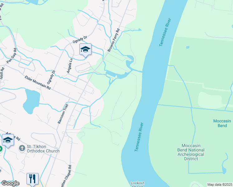 map of restaurants, bars, coffee shops, grocery stores, and more near 3150 Plaza Circle in Chattanooga