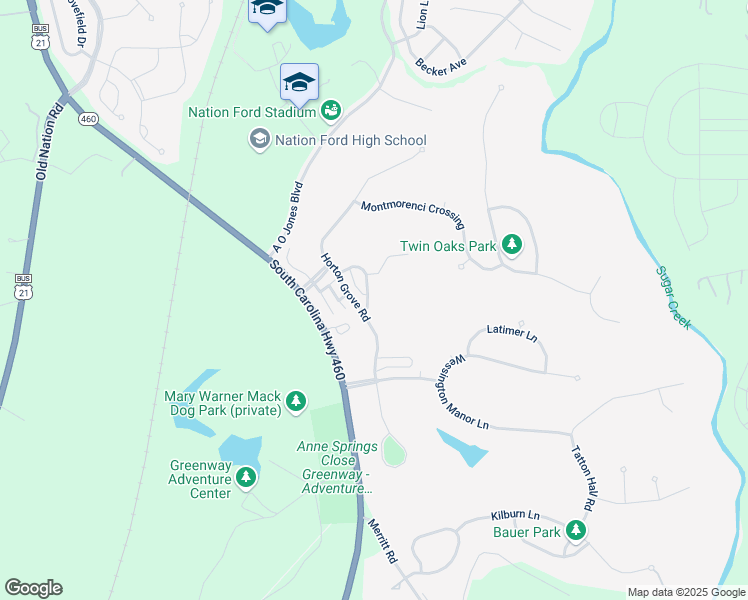 map of restaurants, bars, coffee shops, grocery stores, and more near 516 Sweet Peach Lane in Fort Mill