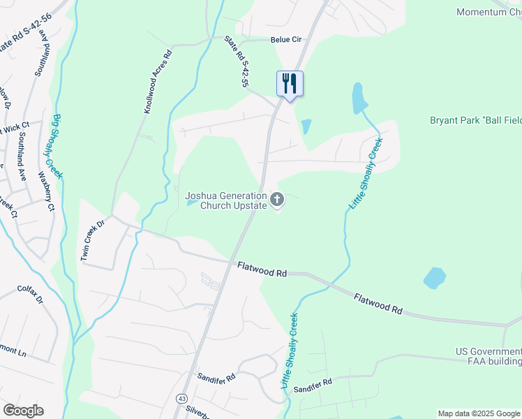 map of restaurants, bars, coffee shops, grocery stores, and more near 4052 Parris Bridge Road in Boiling Springs