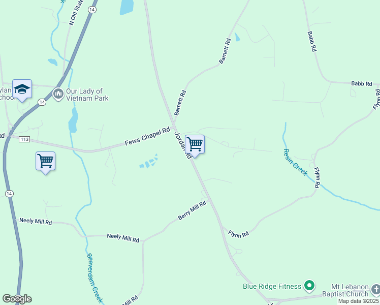 map of restaurants, bars, coffee shops, grocery stores, and more near 4275 Jordan Road in Greer