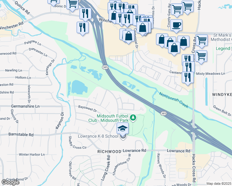 map of restaurants, bars, coffee shops, grocery stores, and more near 3907 Gavick Cove in Memphis