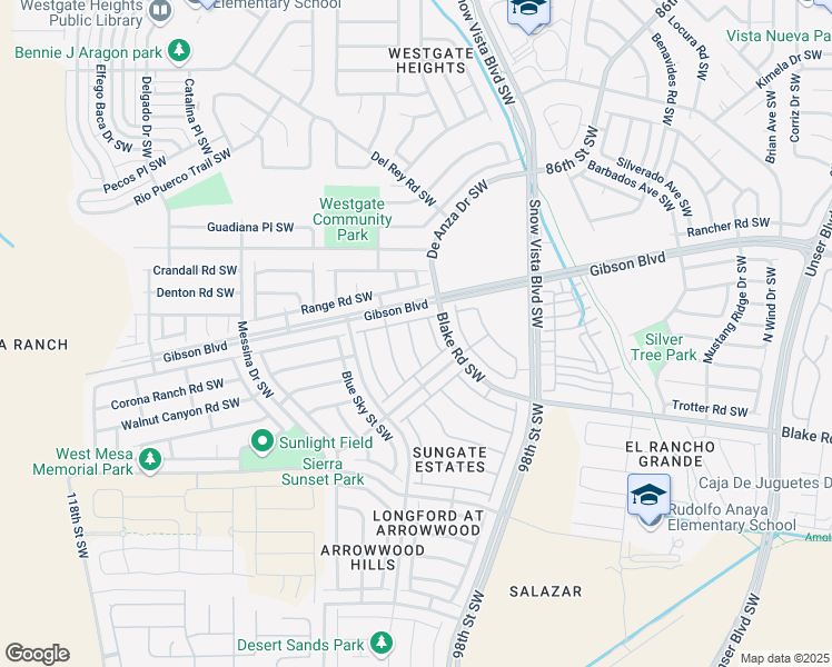map of restaurants, bars, coffee shops, grocery stores, and more near 2308 Iron Gate Trail Southwest in Albuquerque