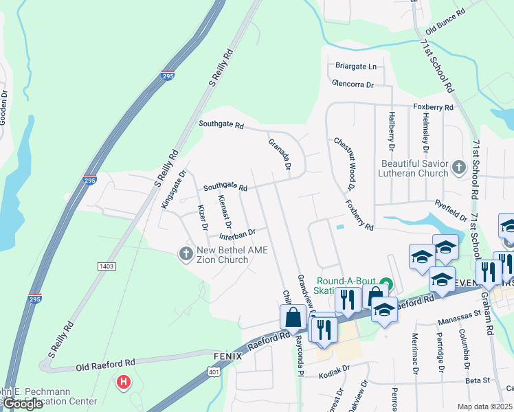 map of restaurants, bars, coffee shops, grocery stores, and more near 1214 Chilton Drive in Fayetteville