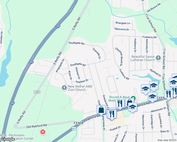 map of restaurants, bars, coffee shops, grocery stores, and more near 1214 Chilton Drive in Fayetteville