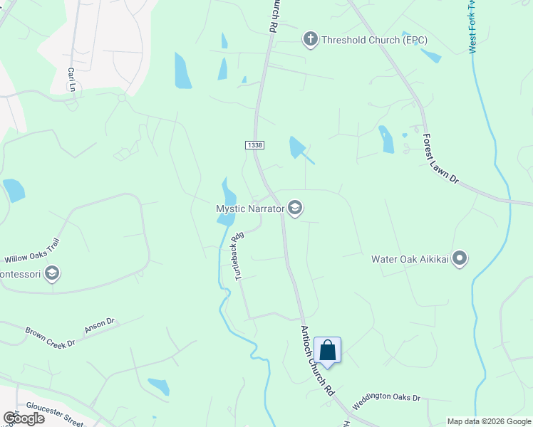map of restaurants, bars, coffee shops, grocery stores, and more near 334 Turtleback Ridge in Weddington
