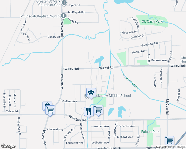 map of restaurants, bars, coffee shops, grocery stores, and more near 3924 Oakshire Street in Memphis