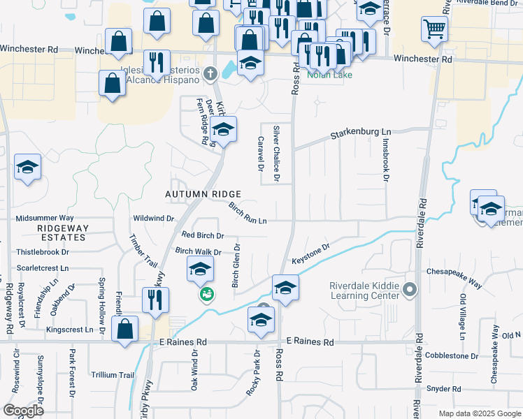 map of restaurants, bars, coffee shops, grocery stores, and more near 6661 Bent Birch Cove in Memphis