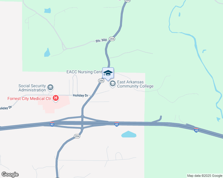 map of restaurants, bars, coffee shops, grocery stores, and more near 1700 New Castle Road in Forrest City
