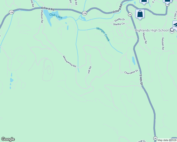 map of restaurants, bars, coffee shops, grocery stores, and more near 741 Moorewood Road in Highlands