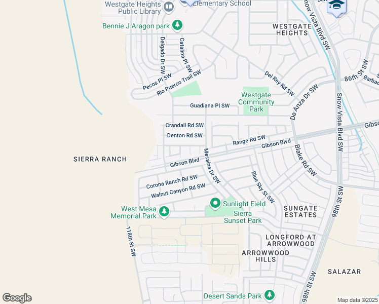 map of restaurants, bars, coffee shops, grocery stores, and more near 2216 Panola Street Southwest in Albuquerque