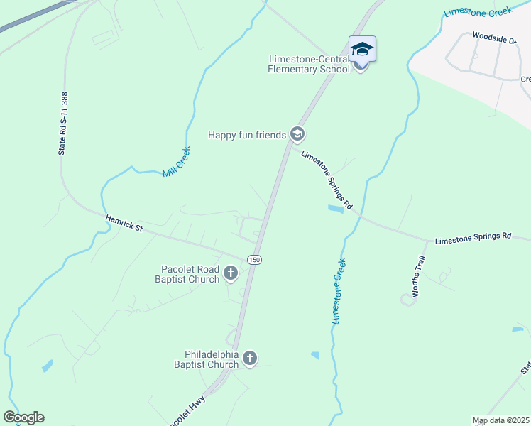 map of restaurants, bars, coffee shops, grocery stores, and more near 117 Bettys Trail in Gaffney