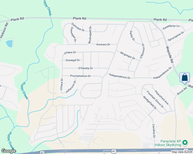 map of restaurants, bars, coffee shops, grocery stores, and more near 107 Proclamation Drive in Raeford