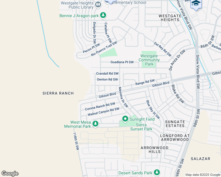 map of restaurants, bars, coffee shops, grocery stores, and more near Odessa Court Southwest in Albuquerque